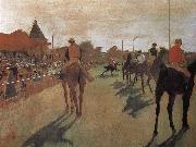 Edgar Degas a group of Racehorse oil painting artist